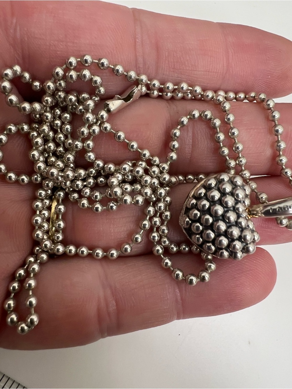 LAGOS Sterling Silver Caviar Beaded Heart Pendant Necklace - Picture 16 of 16